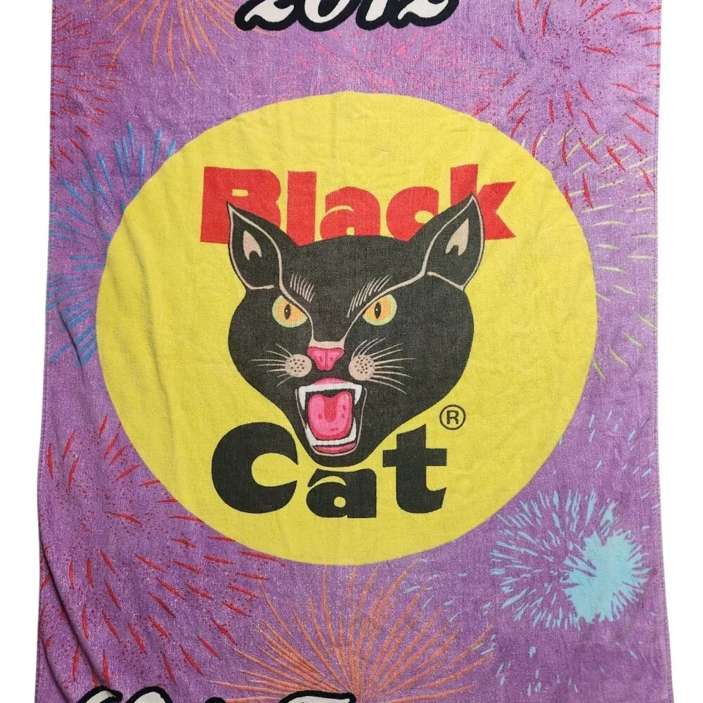 Black Cat Anniversary Fireworks Beach Towel 2012